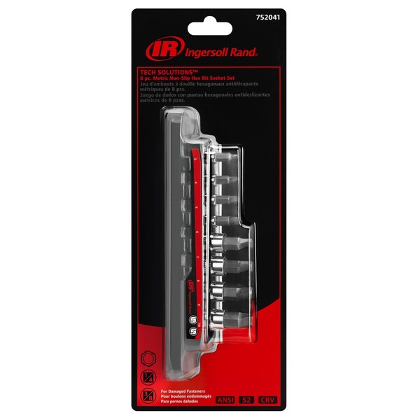 8Pc Metric Non-Slip Hex Bit Socket Set